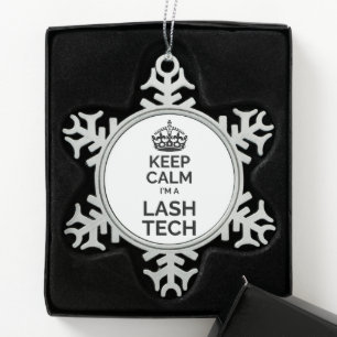 Keep calm I'm a lash tech Snowflake Pewter Christmas Ornament