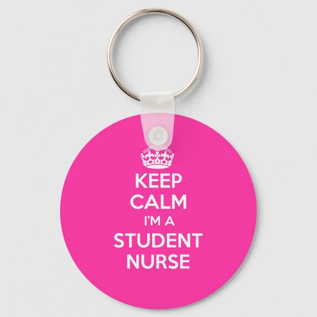 KEEP CALM I'M A STUDENT NURSE PINK NURSING GIFT KEYCHAIN (Front)