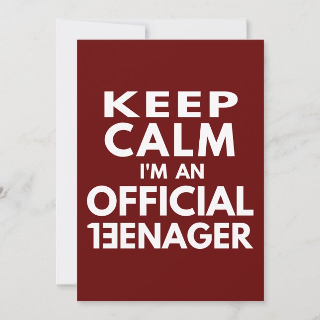 Keep Calm i'm an official teenager Invitation (Front)
