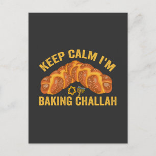 Keep Calm I'm Baking Challah Funny Hanukkah Announcement Postcard