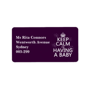 Keep Calm I'm Having A Baby (any colour) Label
