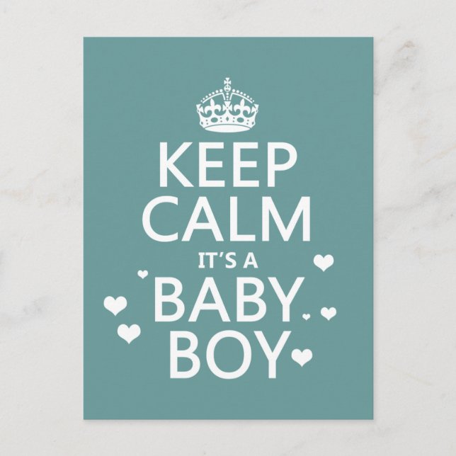 Keep Calm It's A Baby Boy Postcard (Front)