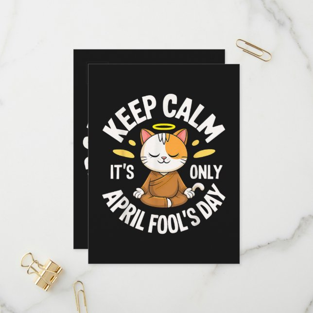 Keep Calm it's only April Fool's Day Invitation Postcard (Front/Back In Situ)