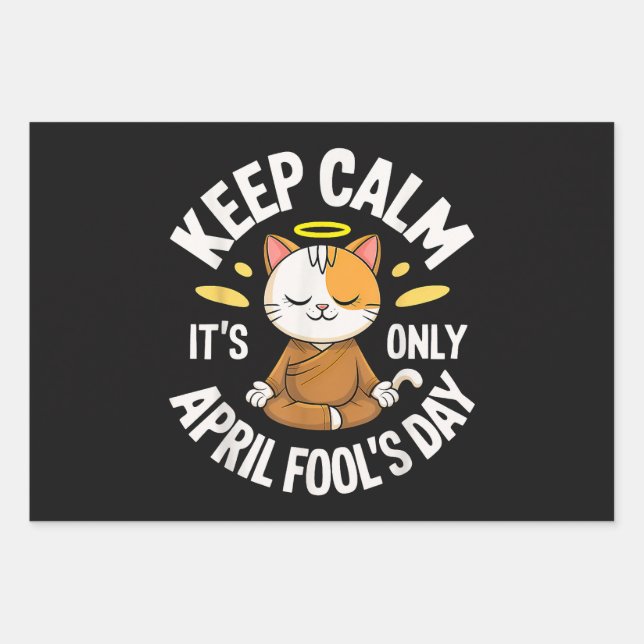 Keep Calm it's only April Fool's Day Wrapping Paper Sheet (Front)