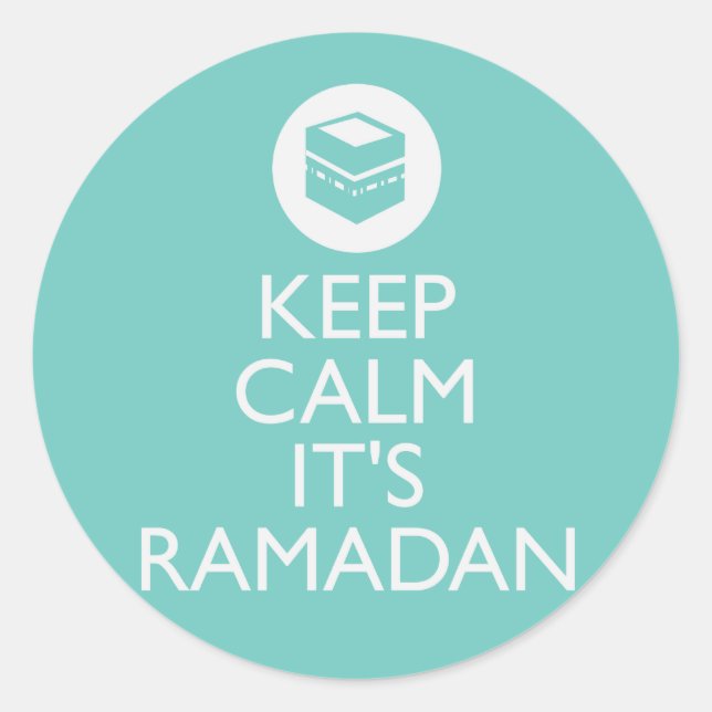 keep calm its ramadan-turquoise classic round sticker (Front)