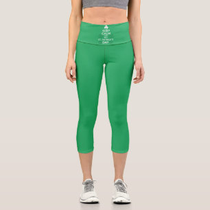 Keep Calm It's St Patricks Day Irish  Capri Leggings