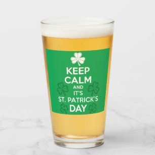 Keep Calm It's St Patricks Day Irish Glass