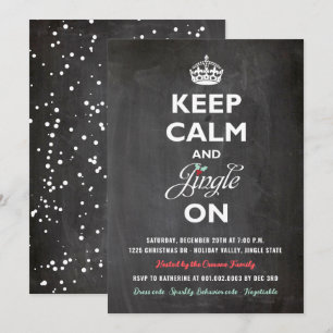 Keep Calm & Jingle On Rustic Holiday Party Invite
