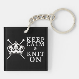 Keep Calm Knit On Crafts {Dark} Keychain
