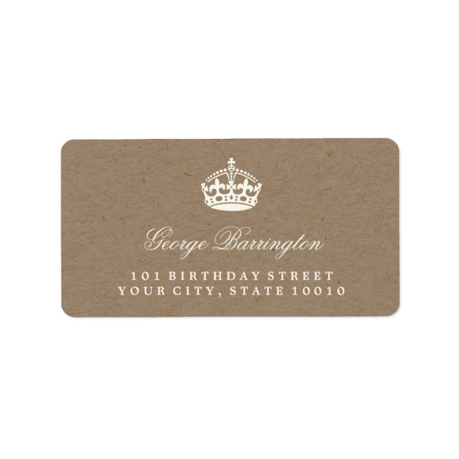 Keep Calm Kraft Chic Birthday Party Address Labels (Front)