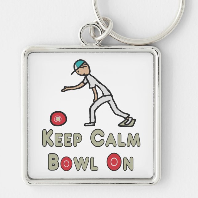 Keep Calm Lawn Bowls Keychain (Front)