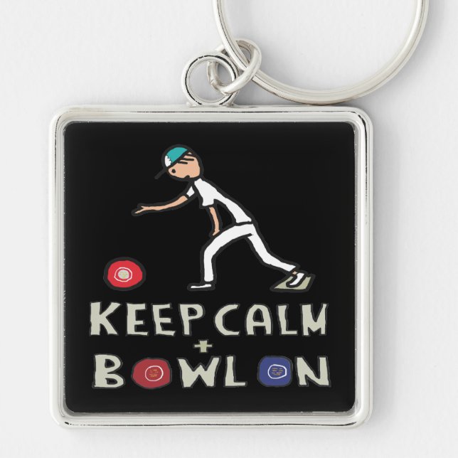 Keep Calm Lawn Bowls Keychain (Front)