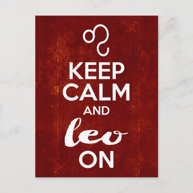 Keep Calm Leo On Birthday Astrological Sign Postcard (Front)