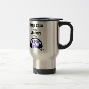 ♪♥Keep Calm & Listen to KPop Travel/Commuter M Travel Mug