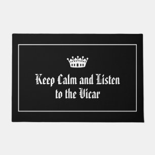 Keep Calm Listen to the Vicar Funny Church Doormat