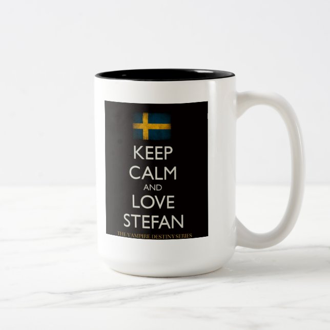 Keep Calm & Love Stefan-The Vampire Destiny Series Two-Tone Coffee Mug (Right)