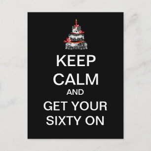 KEEP CALM Mod 60th Birthday Postcard (Black)