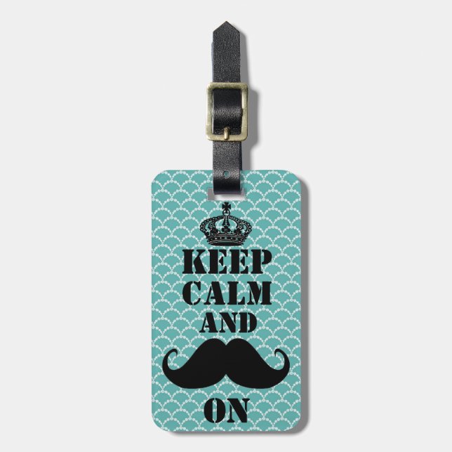 Keep Calm Moustache On Luggage Tag (Front Vertical)