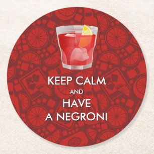 Keep Calm - Negroni Cocktail Round Paper Coaster
