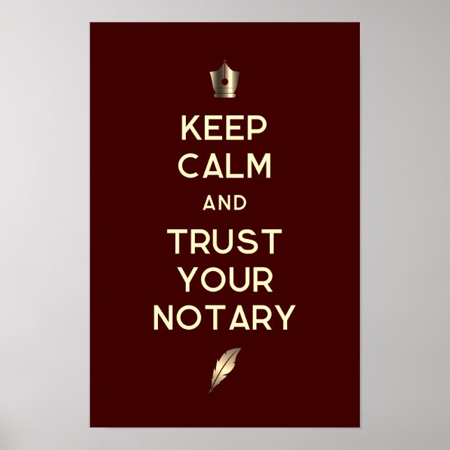 Keep calm notary quote text poster (Front)