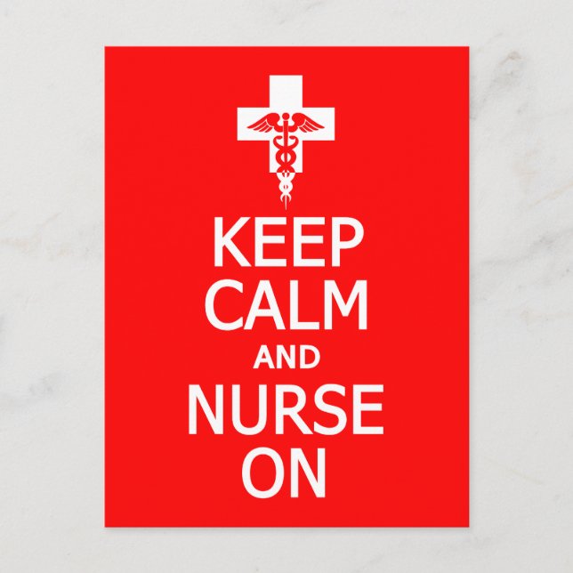 Keep Calm & Nurse On postcard, customize Postcard (Front)