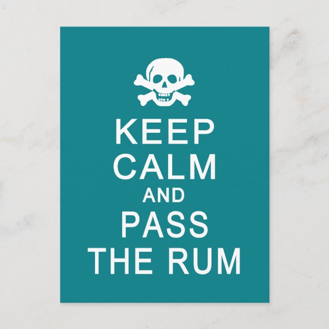 Keep Calm & Pass The Rum postcard, customize Postcard (Front)