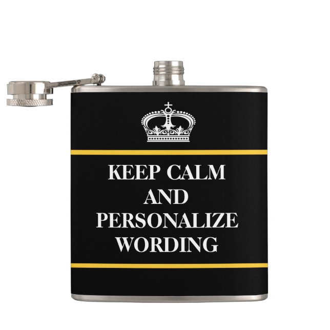 Keep Calm Personalize online template Hip Flask (Opened)