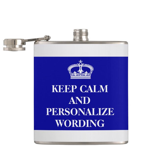 Keep Calm Personalize online template Hip Flask (Opened)