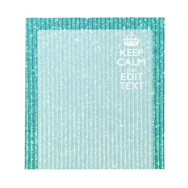 Keep Calm Personalized Text on Turquoise Notepad (Front)