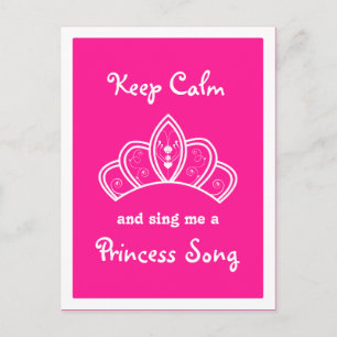 Keep Calm Pink Princess Song Party Thank You Postcard