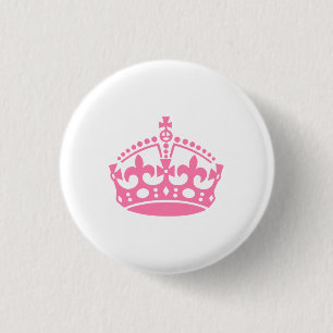 Keep calm pink victory crown 1 inch round button