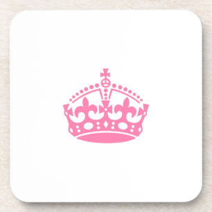 Keep calm pink victory crown coaster