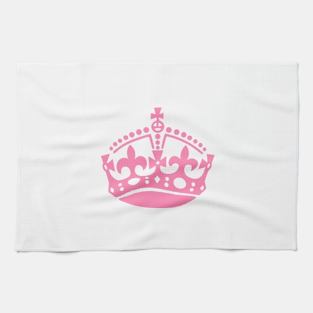Keep calm pink victory crown kitchen towel (Horizontal)