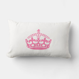 Keep calm pink victory crown lumbar pillow