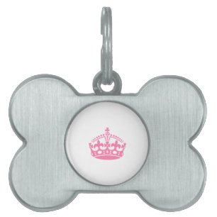 Keep calm pink victory crown pet name tag