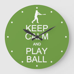 Keep Calm & Play Ball custom colour wall clock