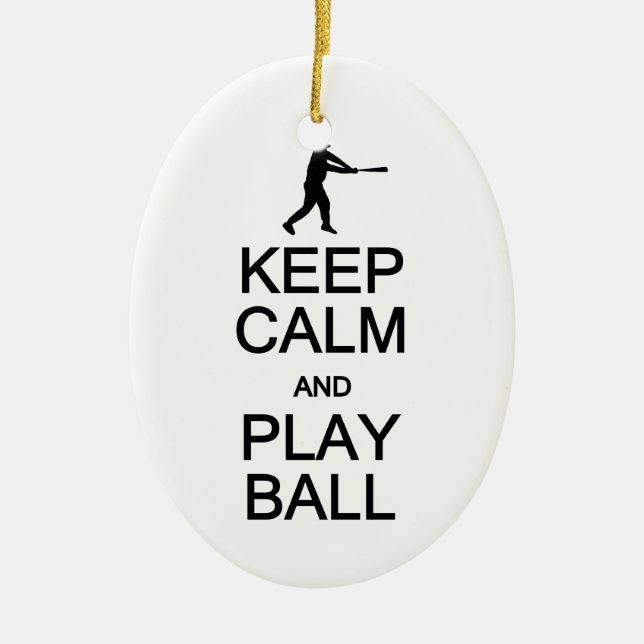 Keep Calm & Play Ball ornament, customize Ceramic Ornament (Front)