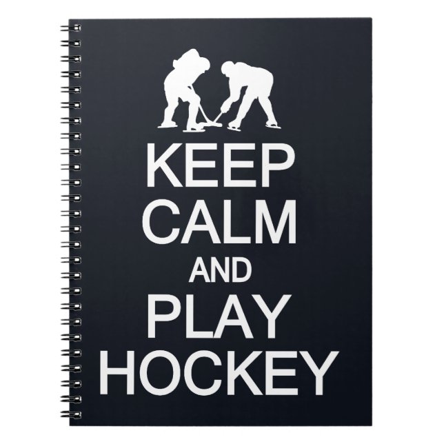 Keep Calm & Play Hockey custom color notebook (Front)