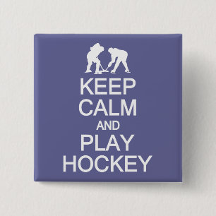 Keep Calm & Play Hockey custom colour button