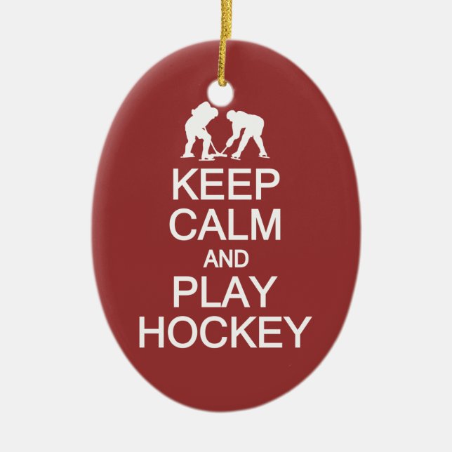 Keep Calm & Play Hockey custom colour ornament (Front)