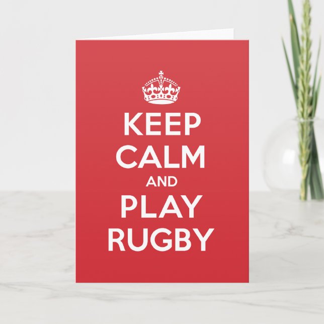 Keep Calm Play Rugby Greeting Note Card (Front)