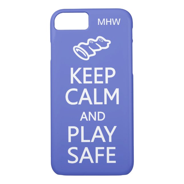 Keep Calm & Play Safe custom monogram & colour Case-Mate iPhone Case (Back)
