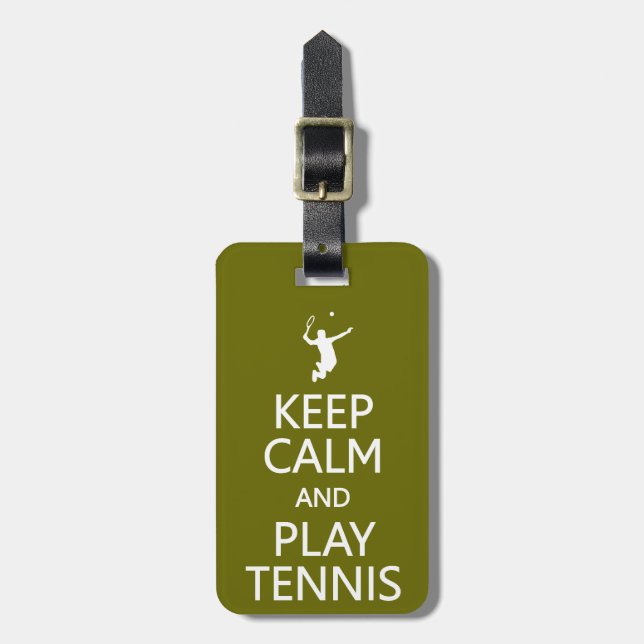 Keep Calm & Play Tennis custom luggage tag (Front Vertical)