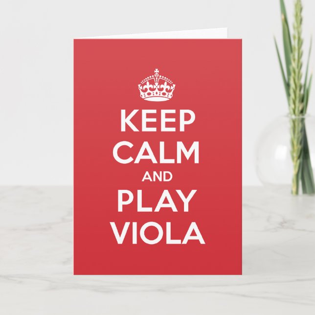 Keep Calm Play Viola Greeting Note Card (Front)