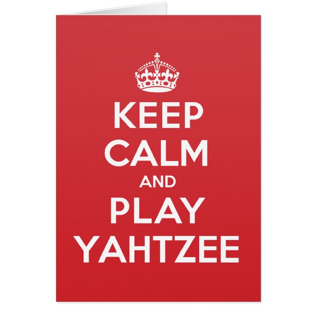 Keep Calm Play Yahtzee Greeting Note Card (Front)
