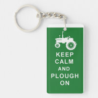 KEEP CALM PLOUGH ON TRACTOR KEYRING FARM BIRTHDAY