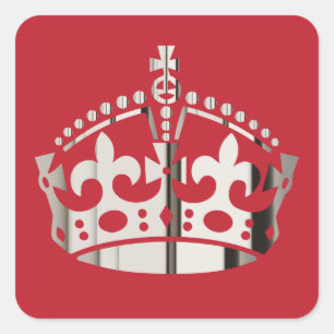 Keep Calm Polished Nickel Crown -Change background Square Sticker