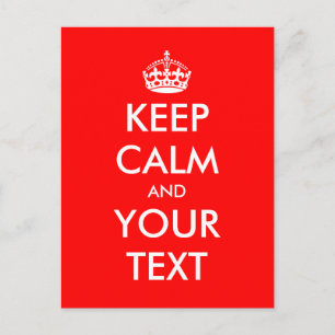 Keep calm postcard   Personalizable text design