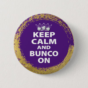 Keep Calm Purple Gold Bunco 2 Inch Round Button