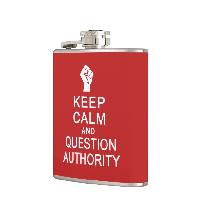 Keep Calm & Question Authority custom flask (Left)
